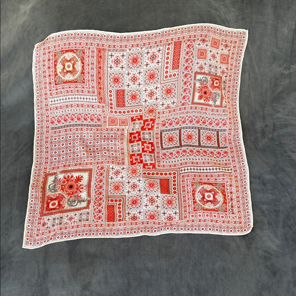 Red and White Patterned Scarf